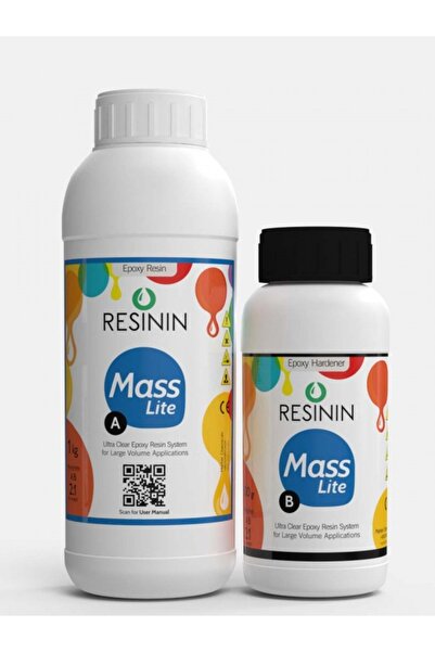 Resinin Mass Lite 1500 Gr A+b Orta Hacim Için Ultra Şeffaf Epoksi Reçine