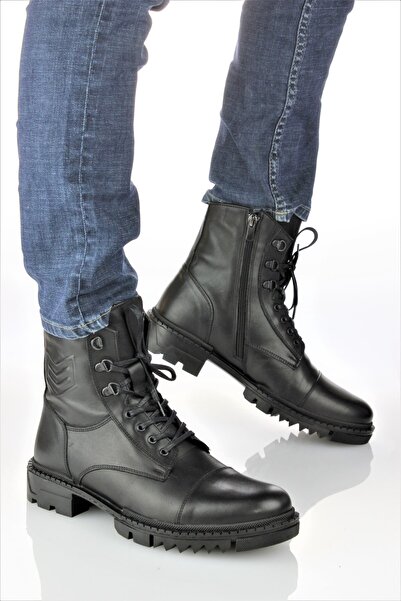 MARCOMEN Erkek Hakiki Deri Arma Detaylı Uzun Postal Bot