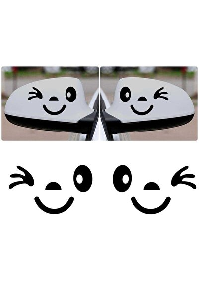 Asilmeydan Göz Kırpan Sevimli Surat Dikiz Ayna Süs Sticker - Araba Etiket, Çı...