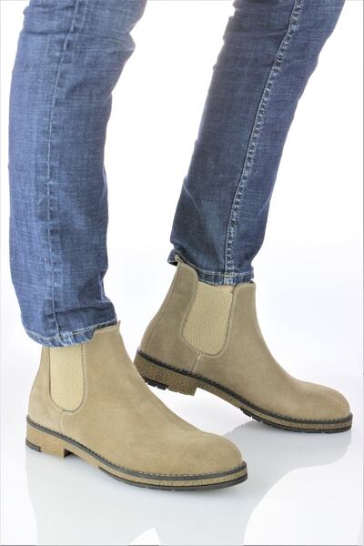 DOCKA Erkek Hakiki Deri Lastik Detaylı Süet Chelse Bot