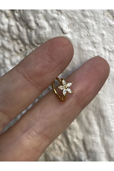 denizden silver Halkalı Çiçek Gümüş Piercing - 1 Adet