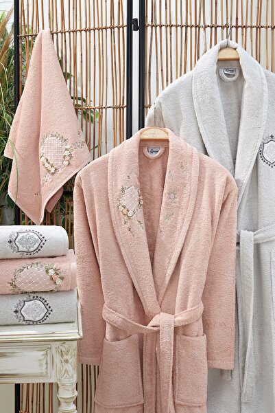 Fiesta | Queen Liza | 3d Nakışlı | %100 Bambu | 6 Parça | Çeyizlik | Pudra-gr...