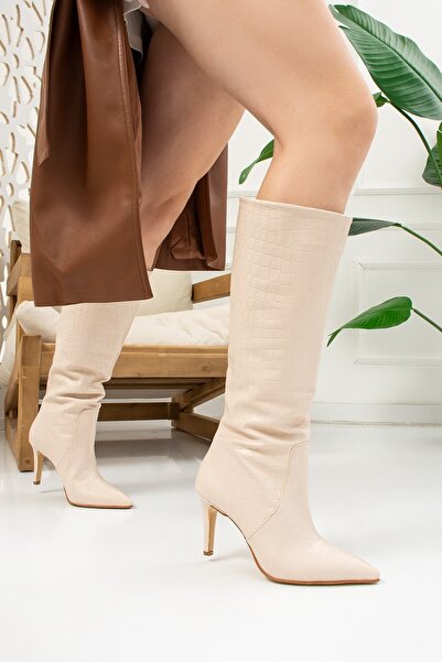 Nstil Καθημερινές γυναικείες μπότες με μυτερή αντιολισθητική σόλα με λεπτή ψηλοτάκουνα φλις επένδυση χωρίς φερμουάρ 229