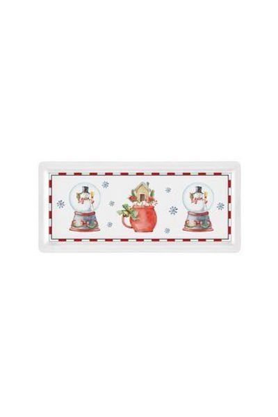 The Mia Globe Christmas Themed Rectangular Serving Plate 35 X 16 Cm New035