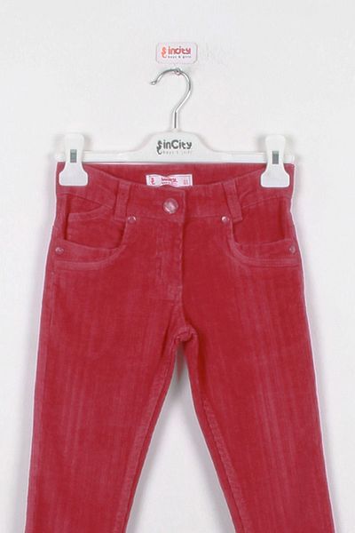 incity Girl's Skinny Leg Fuchsia Velvet Trousers