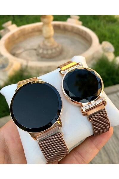 İSTLİV Çift Saat Sevgili Saatleri Metal Kordon Dokunmatik Led Kol Saatleri