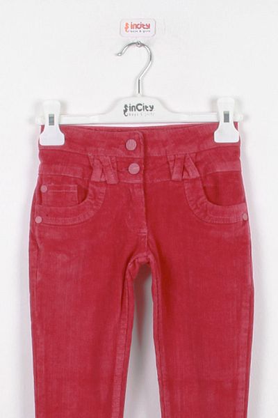 incity Girl's Skinny Leg Fuchsia Velvet Trousers