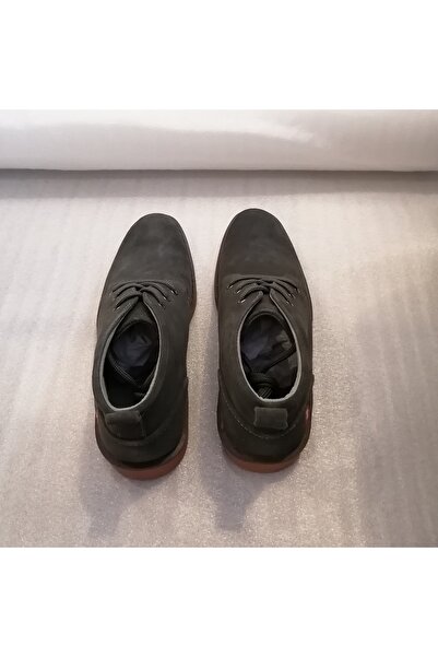 Pedro Camıno Erkek Hakiki Süet Koyu Gri Renkli Kauçuk Tabanlı Kaymaz Bağcıklı Yarım Bot