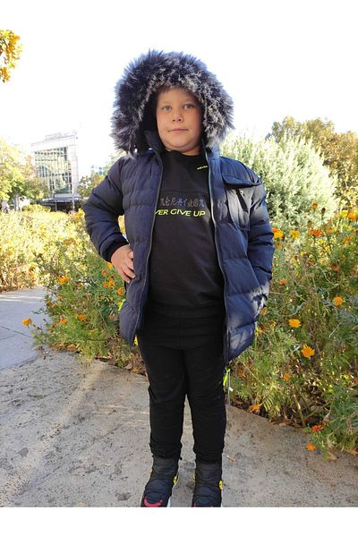 MODA ARPOL 9-16 Years Old Fleece Hood Furry Boy's Thick Coat