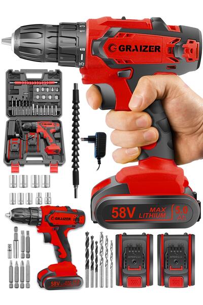 Graizer Alman Gtx-58 V 5 Ah Darbeli Metal Şanzuman Bakır Sargili Çift Akülü V...