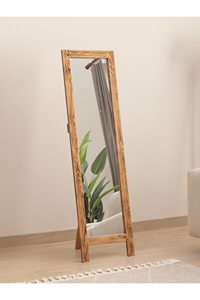 DFN WOOD Doğal Ahşap 160 X 50 Cm Dekoratif Ayaklı Boy Aynası
