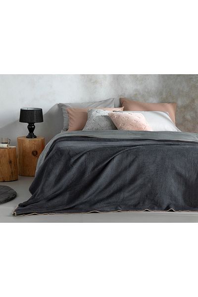 English Home Plain Cotton Single Blanket 150x200 Cm Grey-anthracite