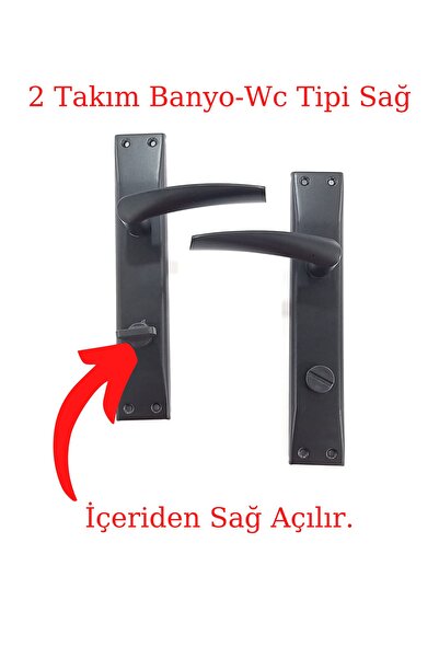 ARON (7 Takım) Aynalı Kapı Kolu ***3 + 1*** Daire Seti Brawo Mat Siyah (5 Oda - 2 Banyo / Wc)