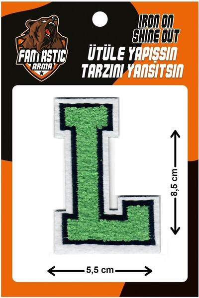 FANTASTIC ARMA Pluș țesut care se lipsește cu fier de călcat, colegiu, perforare, literă, verde, model de armă L