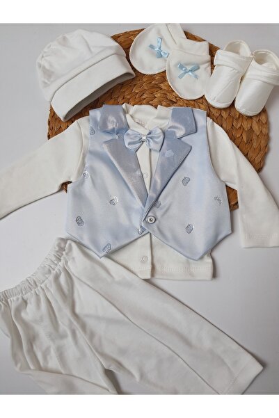 PİLEKİ BABY 0 6 Aylık Yenidoğan % 100 Pamuk 6 Parça Yelekli Özel Gün Mevlüt S...