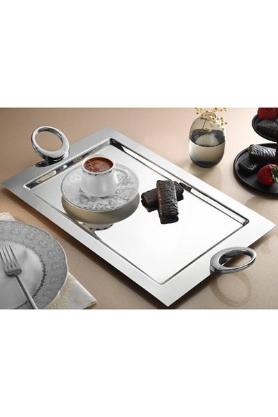 Otuz4istanbul Steel Tea Coffee Tray for Two