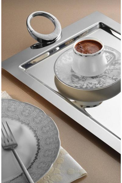 Otuz4istanbul Steel Tea Coffee Tray for Two