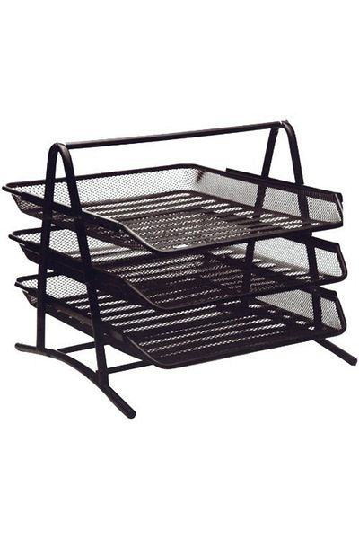 KRAF Suport pentru documente perforat din metal negru - 3 niveluri
