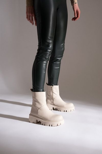 AYAKKABI PRENSİ Desire Sole Skidproof Cream Matte 5 Cm Cizme și Cizme de damă, Tocuri Înalte