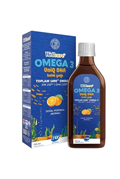 Wellcare Omega 3 Uniq Dha Portakal Aromalı Balık Yağı 150 ml