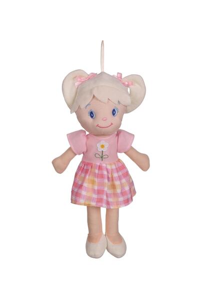 HALLEY Toy 40 cm Square Patterned Rag Doll in Pink Dress