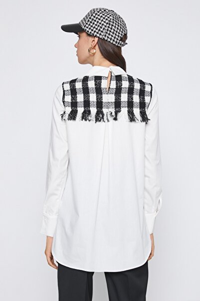 Koton Dámská šedobílá košile 3WAK60014IW