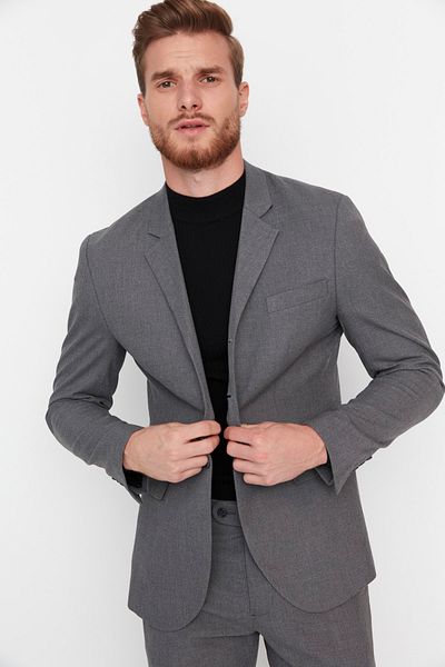 Kolekcia Trendyol TMNAW23CE00029 - Sivá bunda Slim Fit Classic