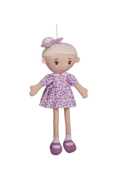 HALLEY Oyuncak 50 Cm Kalp Desenli Mor Elbiseli Bez Bebek