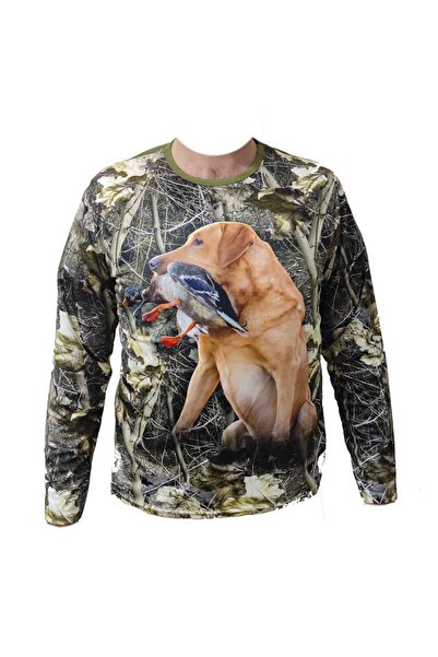 ALDOS Uzun Kol Sazlık Desenli Ördekli Avcı Ve Outdoor T-shirt