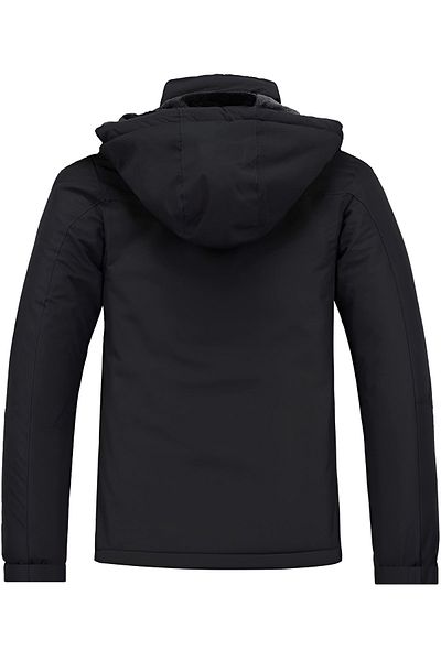 Oliggopol Ανδρικό μαύρο παλτό Softshell με γούνα στο εσωτερικό, αδιάβροχο και αντιανεμικό αθλητικό παλτό New Season