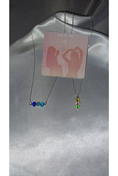 SOUL BY A&B Kristal Taşlı 2li Arkadaşlık Kolyesi Bff Kolye Renkli