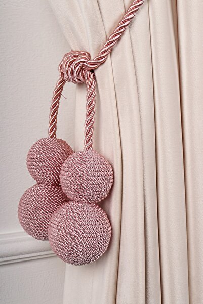 PerdeClick Gül Kurusu Renk Kuruvaze Braçol Set