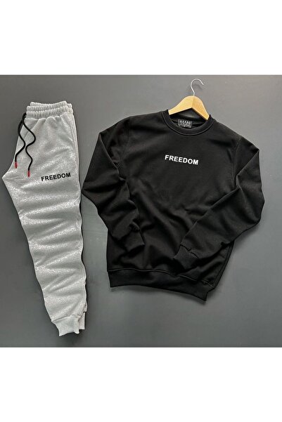 TROVE Ανδρικό σετ φόρμας Freedom Printed Crew Neck Oversize - 3 Νήματα για το...