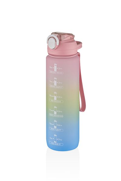 Vagonlife Stationery and Toy World Vagonlife 1000ml Motivational Water Bottle with Thick Straw Sticker Gift