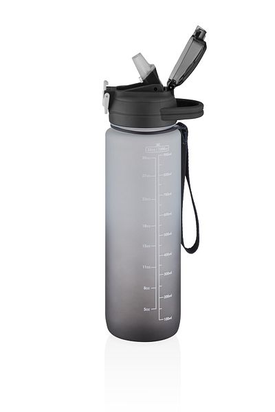 Vagonlife 1000ml Motivational Water Bottle with Thick Straw Sticker Gift Double Colors 2219