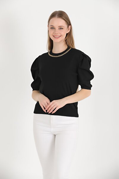 İKLİM LİFE Блузка з коміром і рукавами з трикотажу