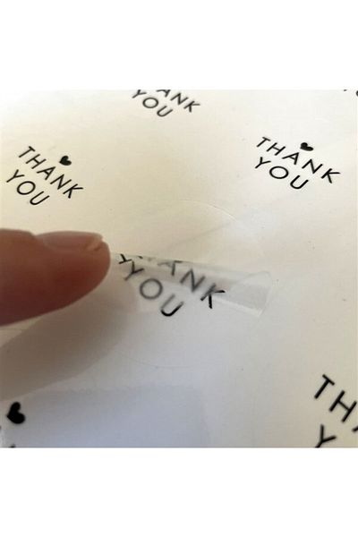 anka design - Transparent Sticker -Thank You- (4 Cm) 48 Pieces -