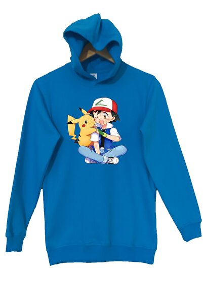 Raf Coll Туркуазний синій дитячий світшот з капюшоном Pikacu Pokemon з цифров...