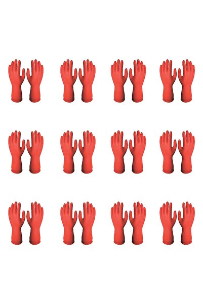 Beybi Economical Latex Gloves Household Red No:8 12 Pairs