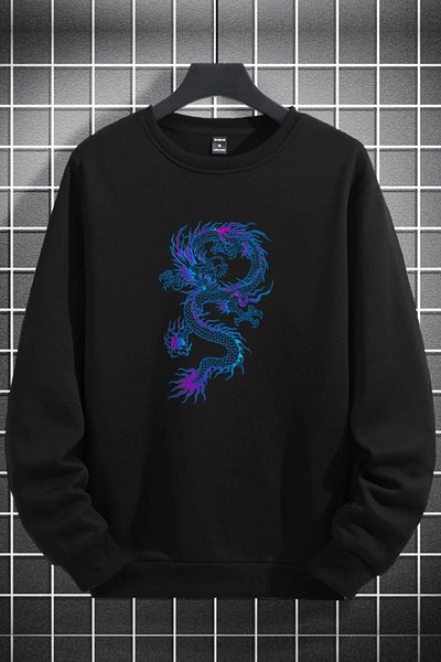 macklin Hanorac unisex pentru femei și bărbați, cu imprimeu Dragon albastru