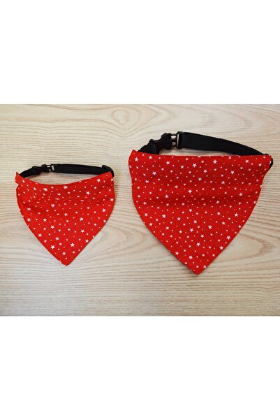 stylie Çift Taraflı Yılbaşı Desenli Kırmızı Kedi Köpek Fuları, Tasmalı Bandana