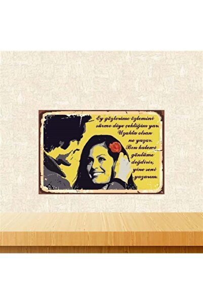 TAKIFİX Kadir Inanir Türkan Şoray 20-30 Cm Retro Ahşap Poster