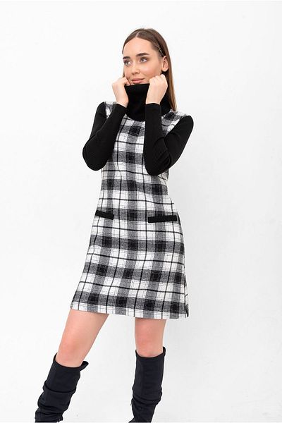 Laranor Black Standing Turtleneck Lumberjack Dress
