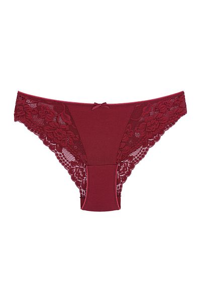 Zena Slip de damă din dantelă de bumbac burgundy