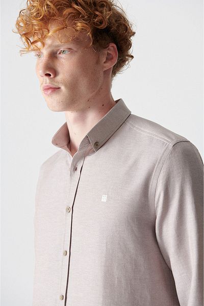 Avva Hemd - Beige - Regular Fit