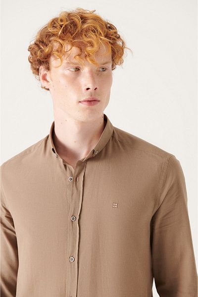 Avva Hemd - Beige - Regular Fit