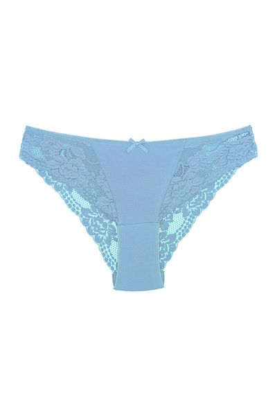 Zena Slip de damă din dantelă de bumbac albastru