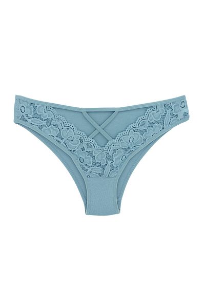 Zena Slip de damă din 3 piese din bumbac din dantelă în față și fereastră