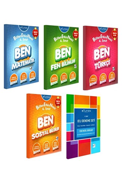 Bilfen Yayıncılık 4. Sınıf Ben Matematik Türkçe Fen Sosyal Bilgiler Etkin Nesil Deneme Seti (5 Kitap)