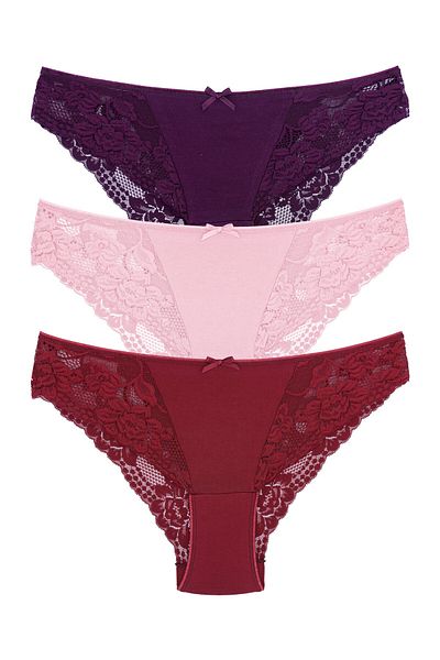 Zena Slip de damă din dantelă de bumbac din 3 piese